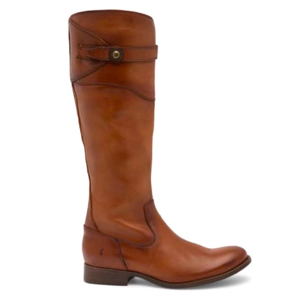 Frye Molly Button Cognac Leather Riding Boots - Picture 4 of 15